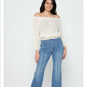 Jealous Tomato Light Blue High-Waist Flare Jeans